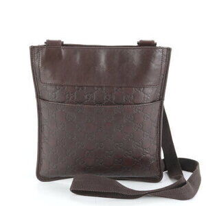 Gucci Guccissima leather shoulder bag crossbody messenger brown
